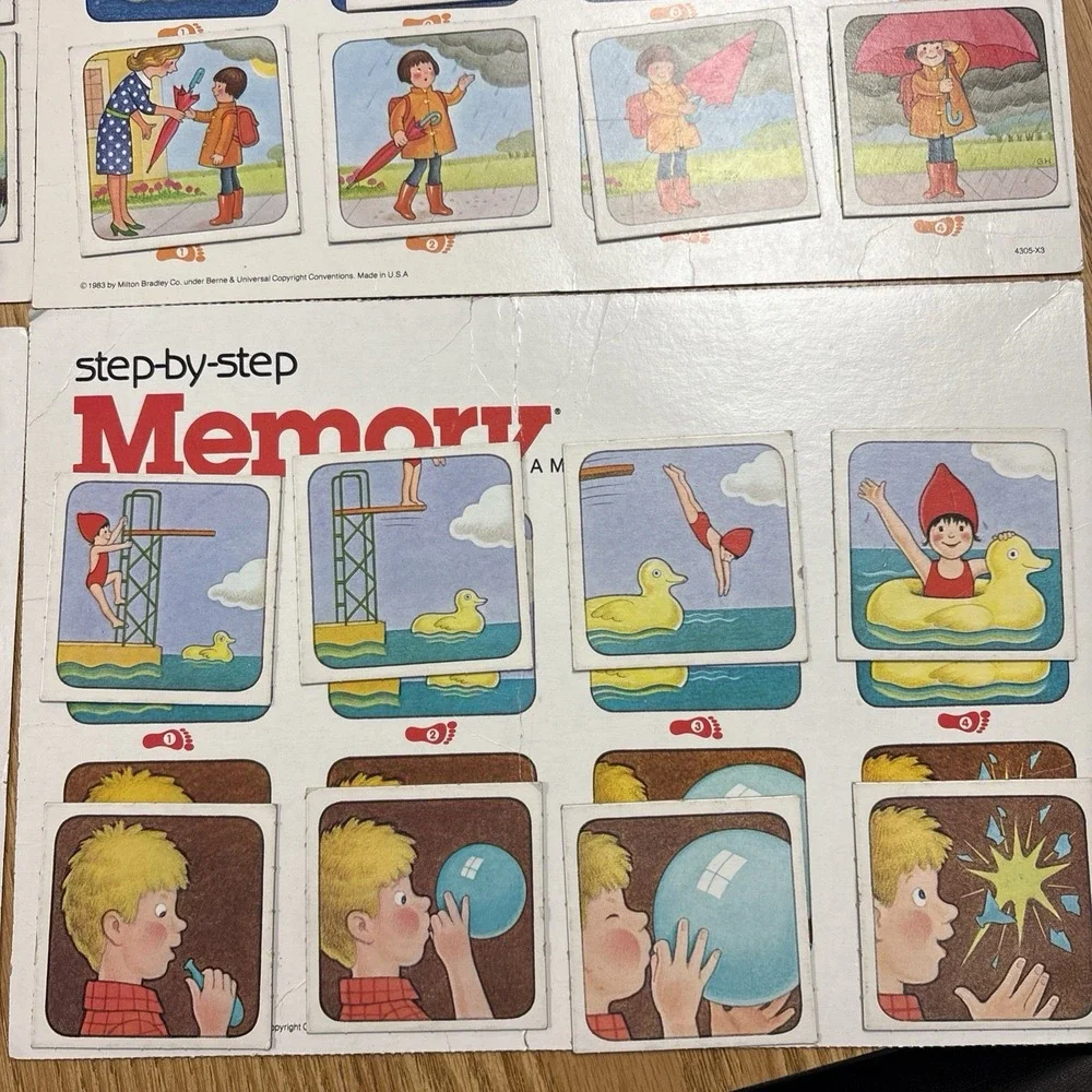 Vintage Milton Bradley Step By Step Memory Advanced Game Complete 1986